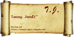 Tassy Jenő névjegykártya